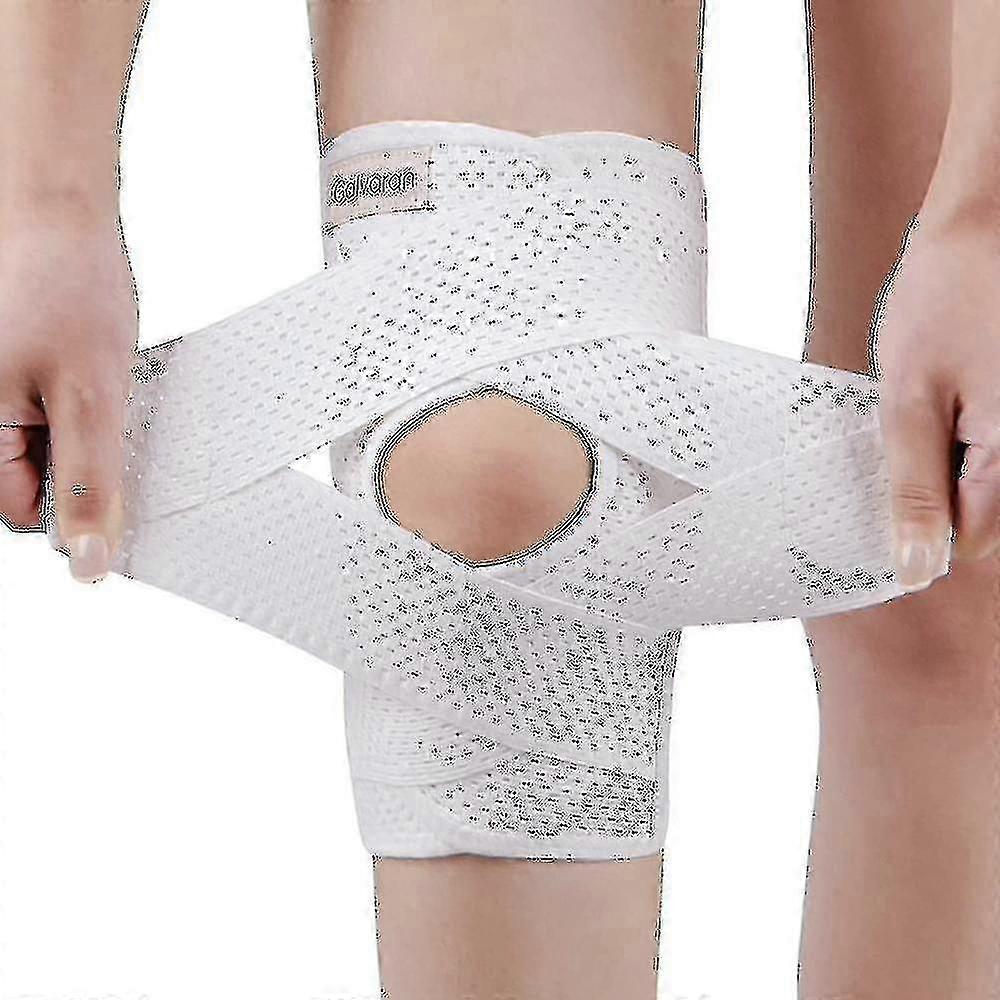 Support de genou réglable respirant pour le ménisque, le LCA, le MCL, l’arthrite - Aide à la récupération stabilisatrice (blanc)