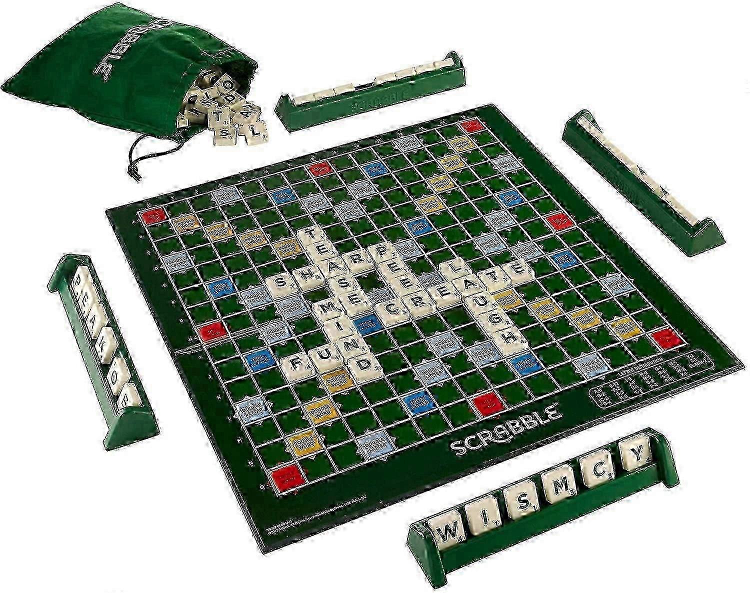 Scrabble Large Folding Edition mit drehbarem Spielbrett aus Holz
