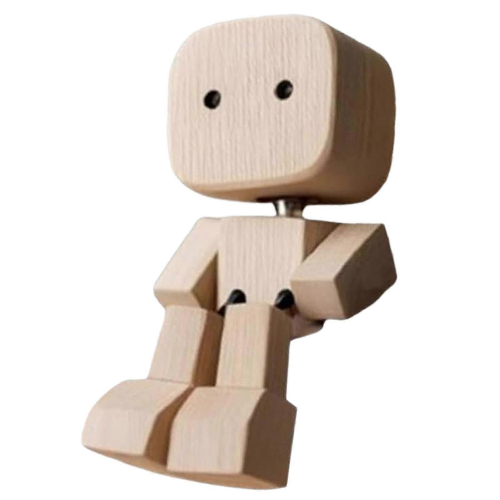 Shaking Feet Wood Doll for Car Funny Wood Desktop Decor Car Decorative Accessories
