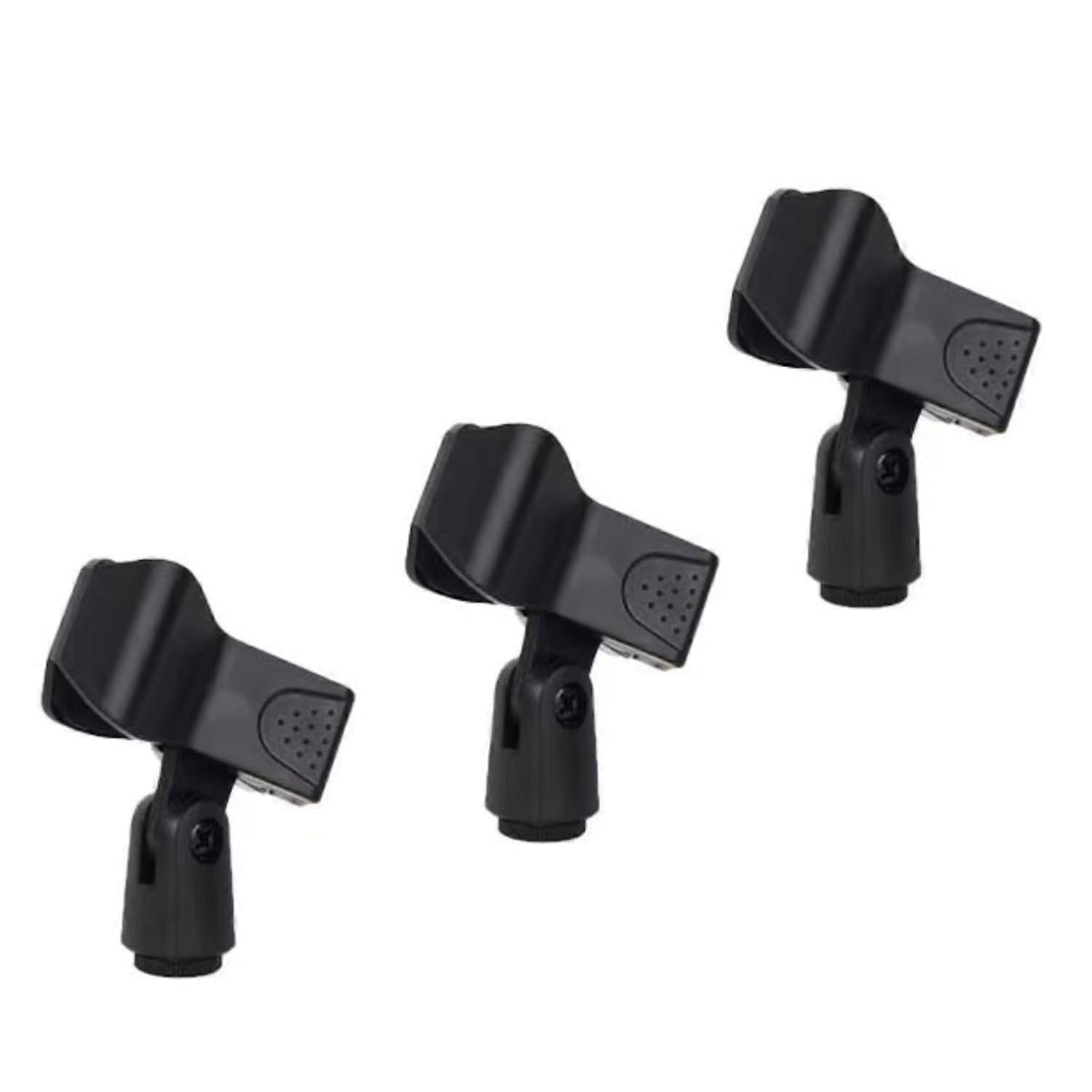 3Pack Universal Microphone Clip For Stands Adjustable Spring Holder 180 Degree Rotation 2546mm Clamp 3/8 Thread Black