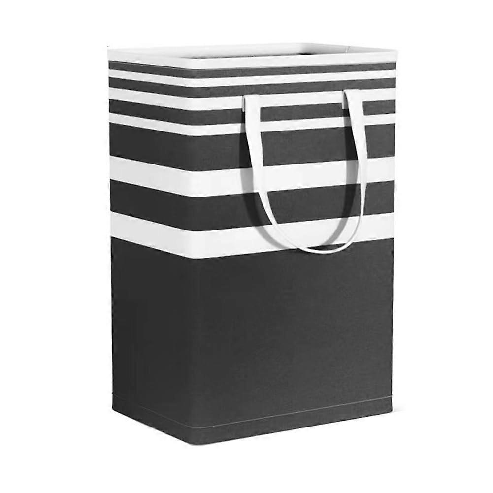 75L Foldable Laundry Basket With Handle Extenders Black And White Collapsible Clothes Hamper