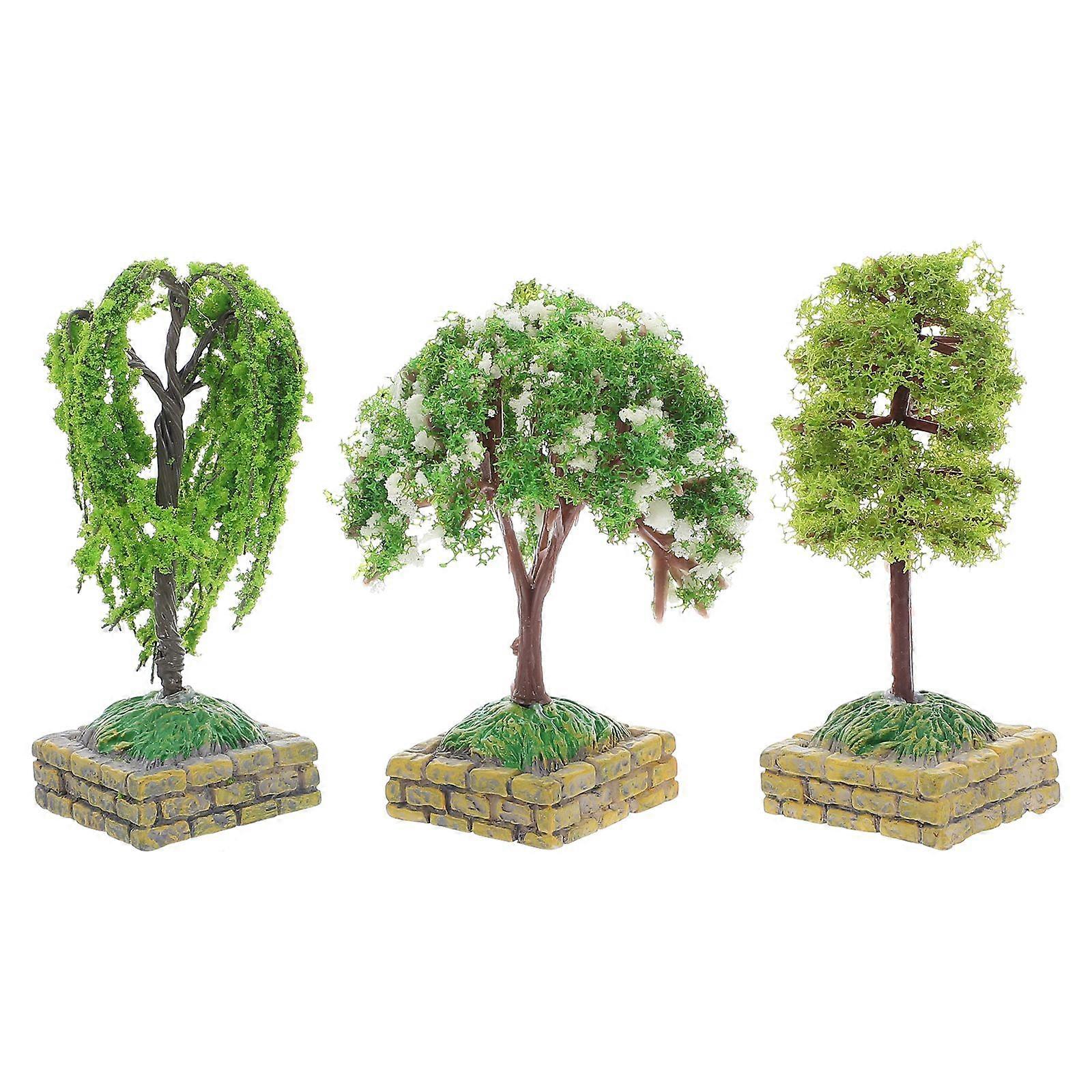 3pcs Realistic Plastic Model Trees Dollhouse Diorama Tree for DIY Miniature Landscape Sand Table Scenery Train Scenery Projects Railway Model Decorati