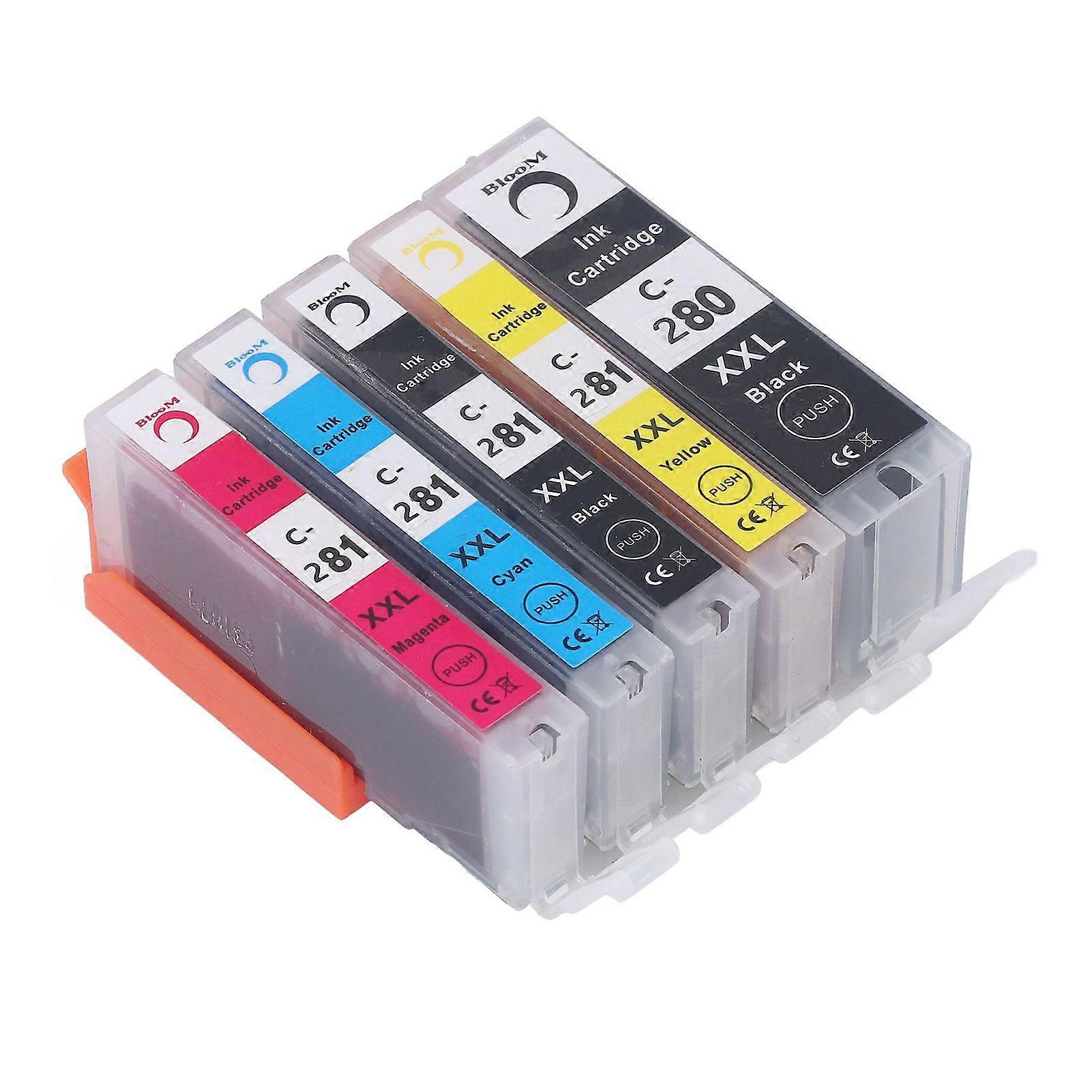 Ink Cartridge 280 281 Smooth Output Cartridge Combo Pack Replacement for PIXMA TS702 TR7520 5 Colors BK BK C M Y