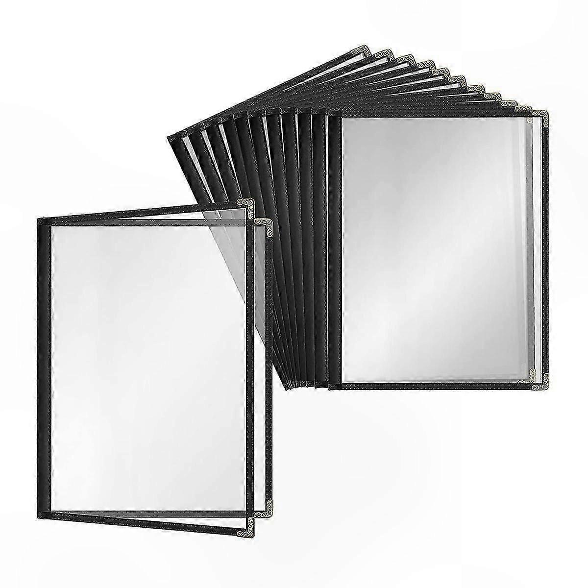 12-Pack Cafe Style Double Edge Vinyl Covers, Black, 2 Pages/4 Views, 8.5x11 Inches