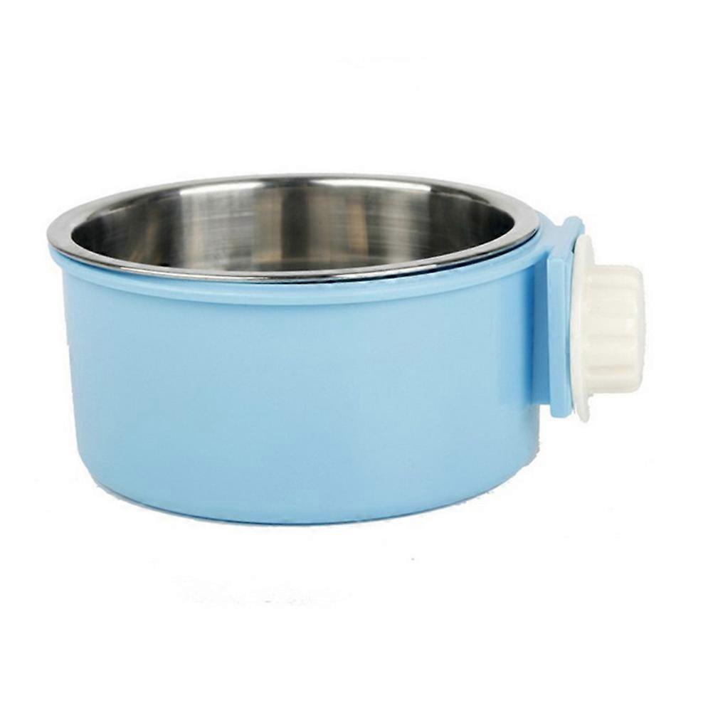 2 in 1 Pet Hanging Cage Bowl Stainless Steel for Dog Feeding Blue