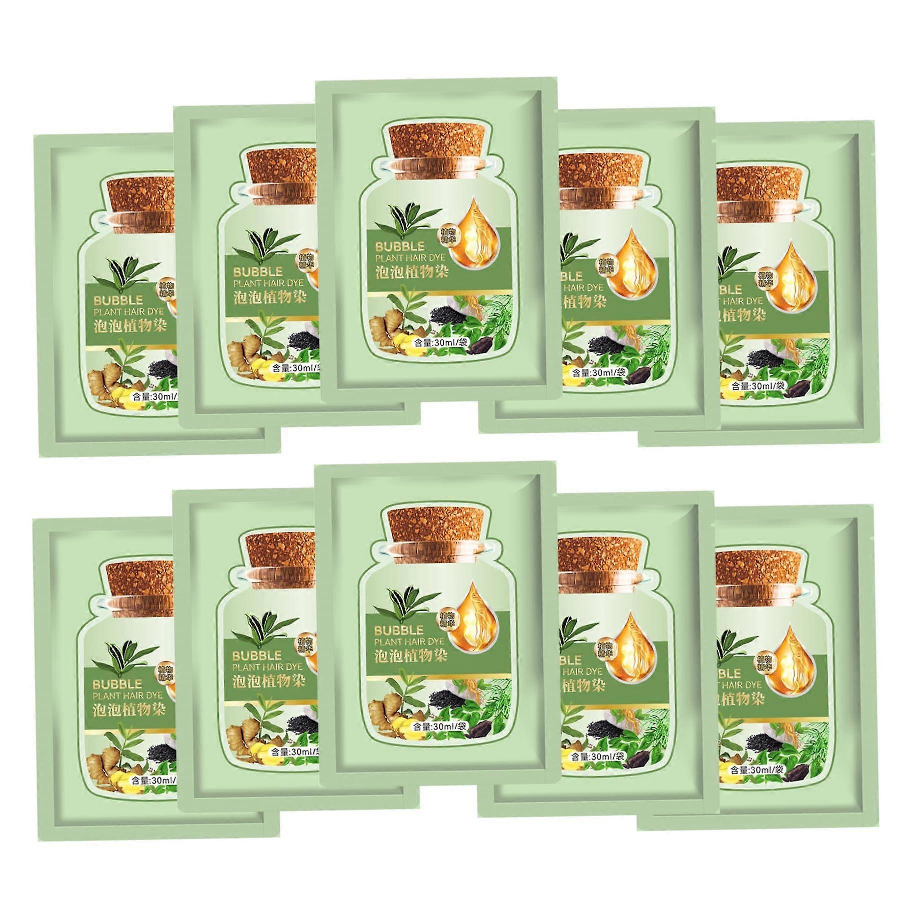 Bubble Hair Dye 10-Piece Set, 30ml, Natural Plant-Extract Formula, Grey Coverage, Black Teal Shade