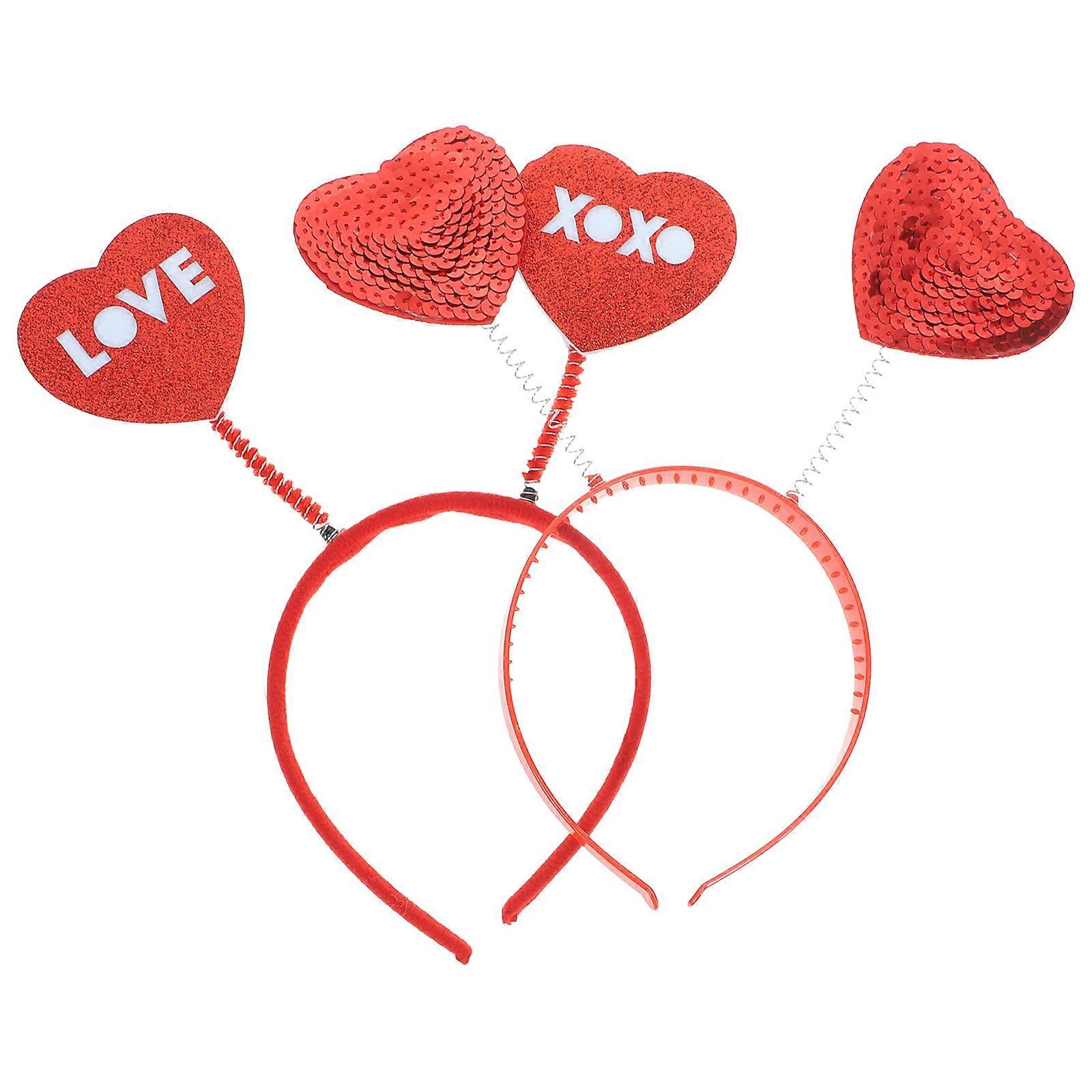 Valentine's Day Heart Headbands Holding Photo Props Red Spring Design 2Pcs