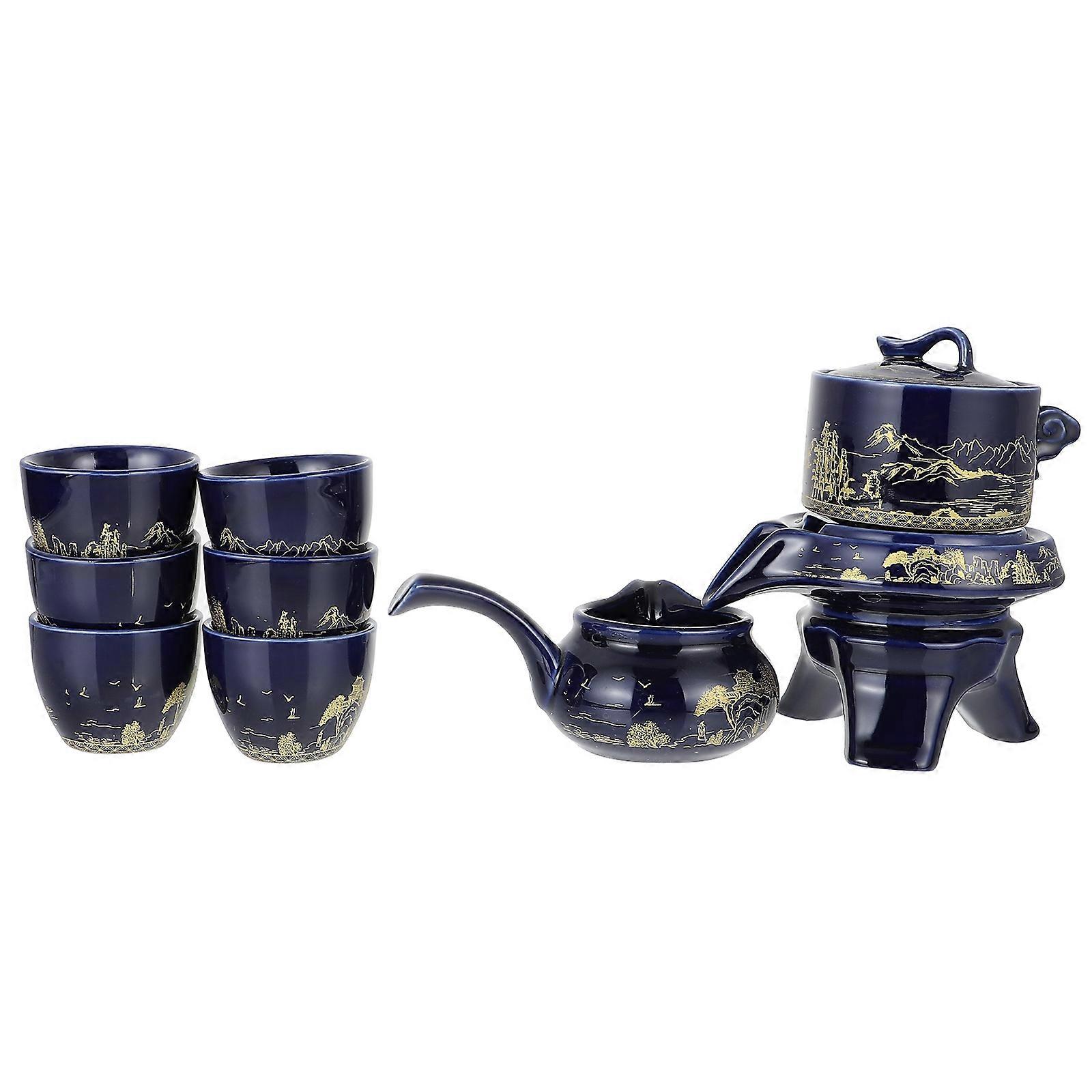 Chinese Style Tea Set 2 Sets Delicate Kung Fu Tea Set Ideal For Home And Office Use In Beautiful Blue Color Perfect For Afternoon Tea Events