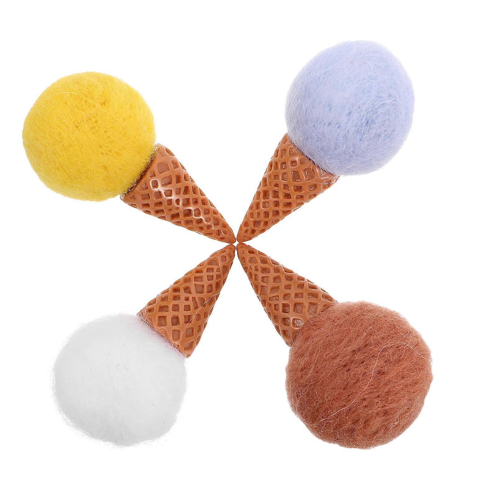 Light Brown Plastic Felt Ice Cream Cones Diy Enthusiasts Versatile Use 4Set