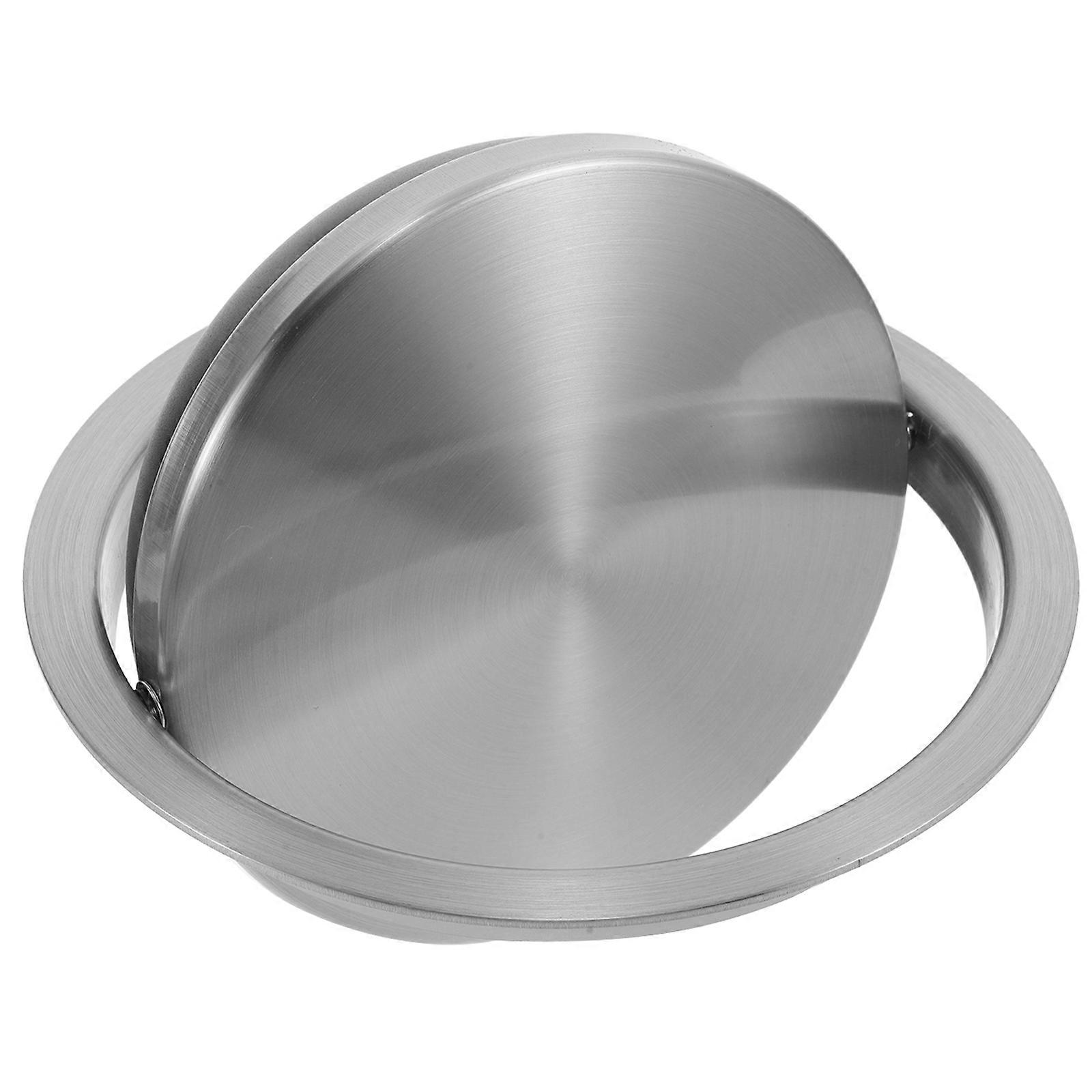 Modern Embedded Design Round Trash Can Lid Silver Flap Covers for Kitchen 2Pcs