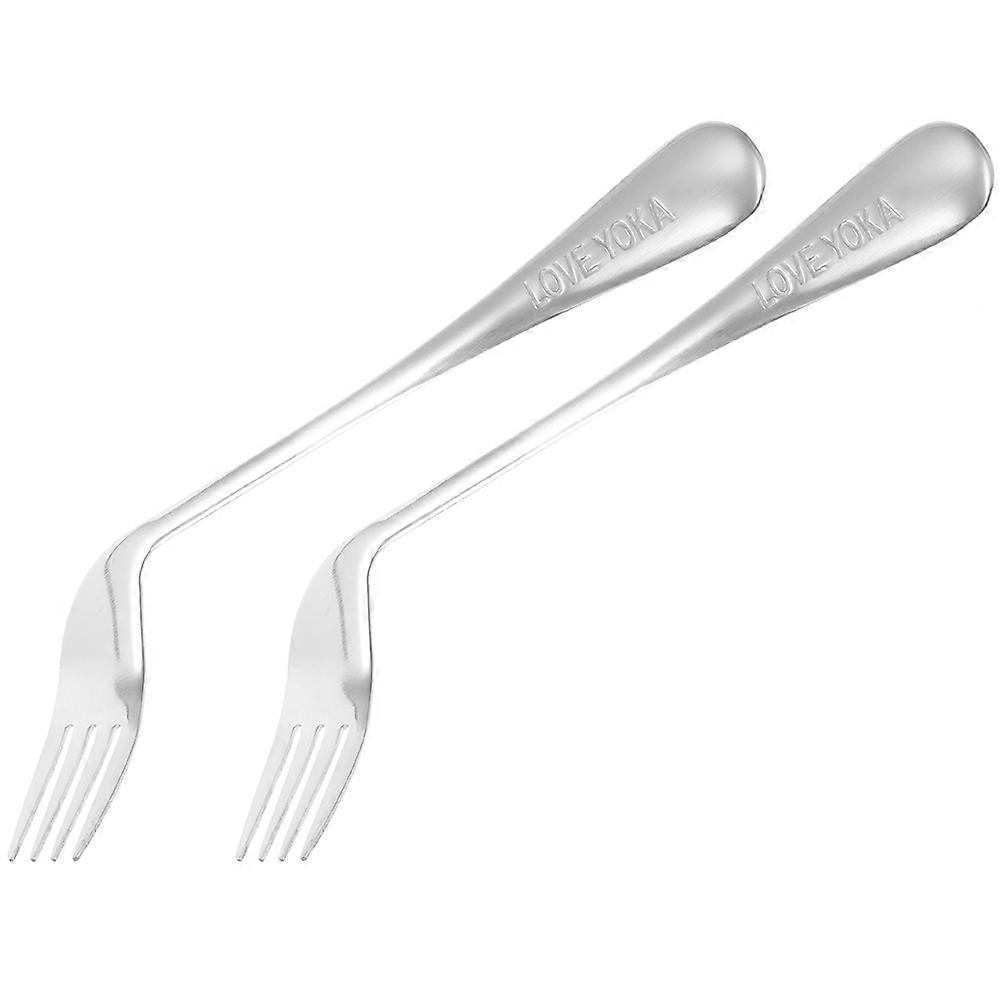 Stainless Steel Feeding Forks Angled Forks 4Pcs for Elderly Eating