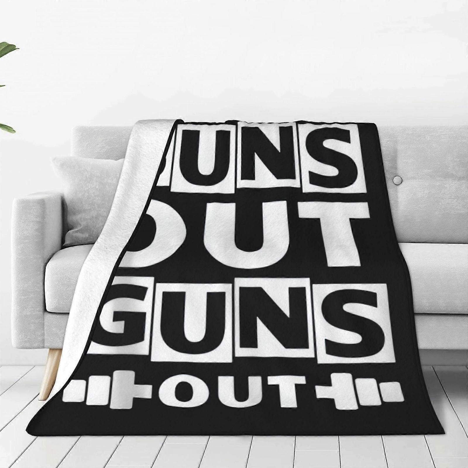 Sun's Out Guns Out Retro 80s Fleece Blanket, Super Soft Cozy Throw Compatible with Couch, Sofa, Bed – Lightweight & Warm Plush