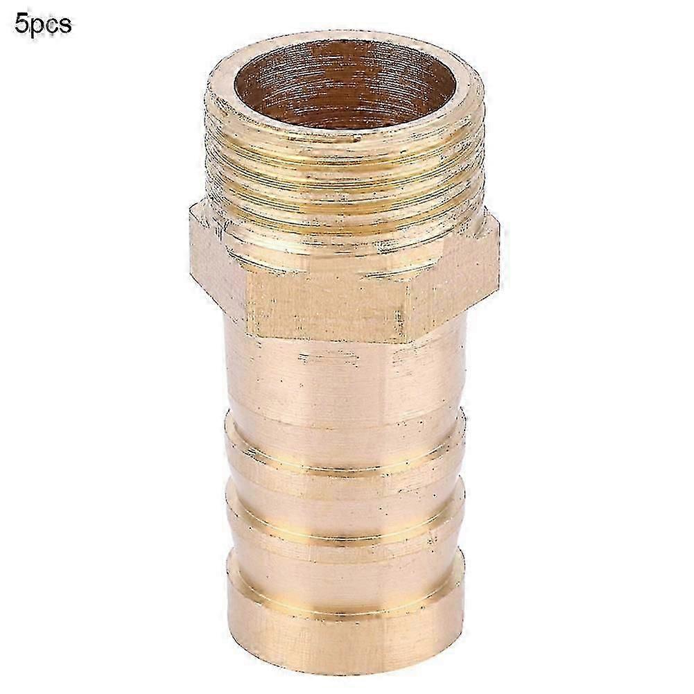 5Pcs BSP Male Thread Barb Brass Straight Pipe Fitting Connector Joint Components PC14-03 (3/8)