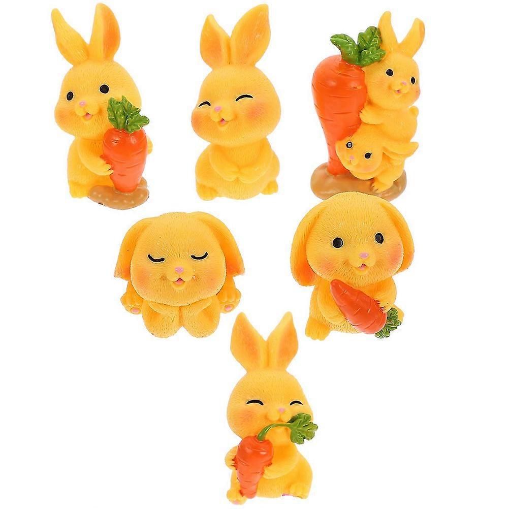 Yellow Mini Figurine Desktop Rabbit Figures for Home Use Multi-Function 24Pcs