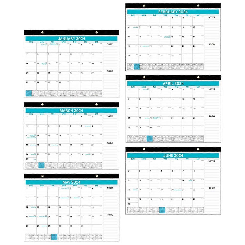 Office Calendar Blue Hanging Paper Calendar for Daily Use 3Pcs