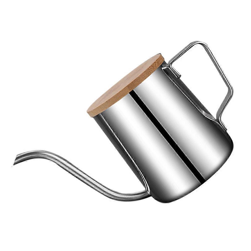 Stainless Coffee Kettle for Hand Drip Brewing 350ml Silver Lidded Kettle