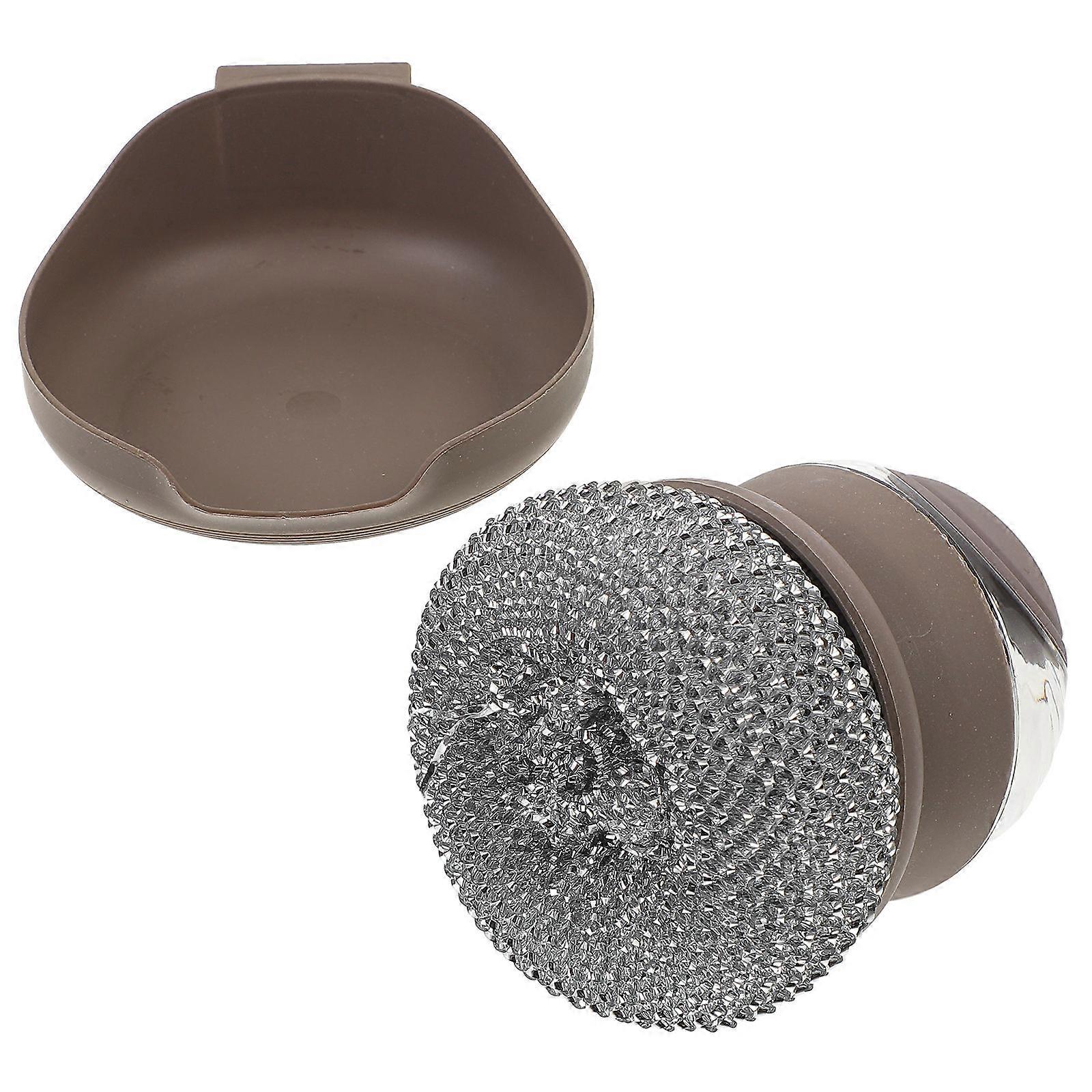 Kitchen Dish Scrubber Brush for Cleaning Pots and Pans 2Sets Brown