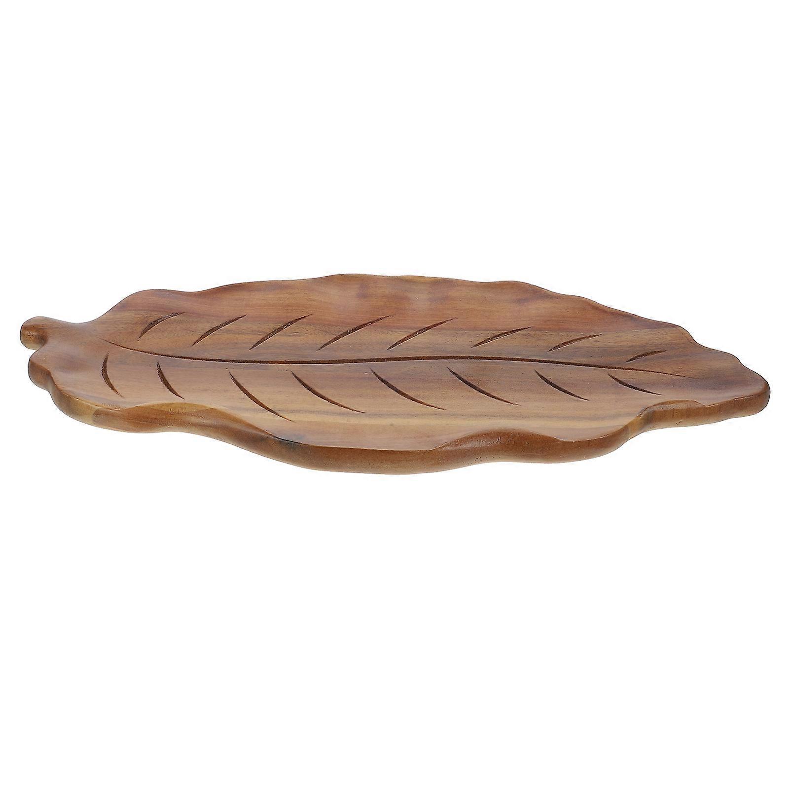 Fruit Serving Tray Wooden Leaf Tray for 3Pcs Bread and Dessert Display