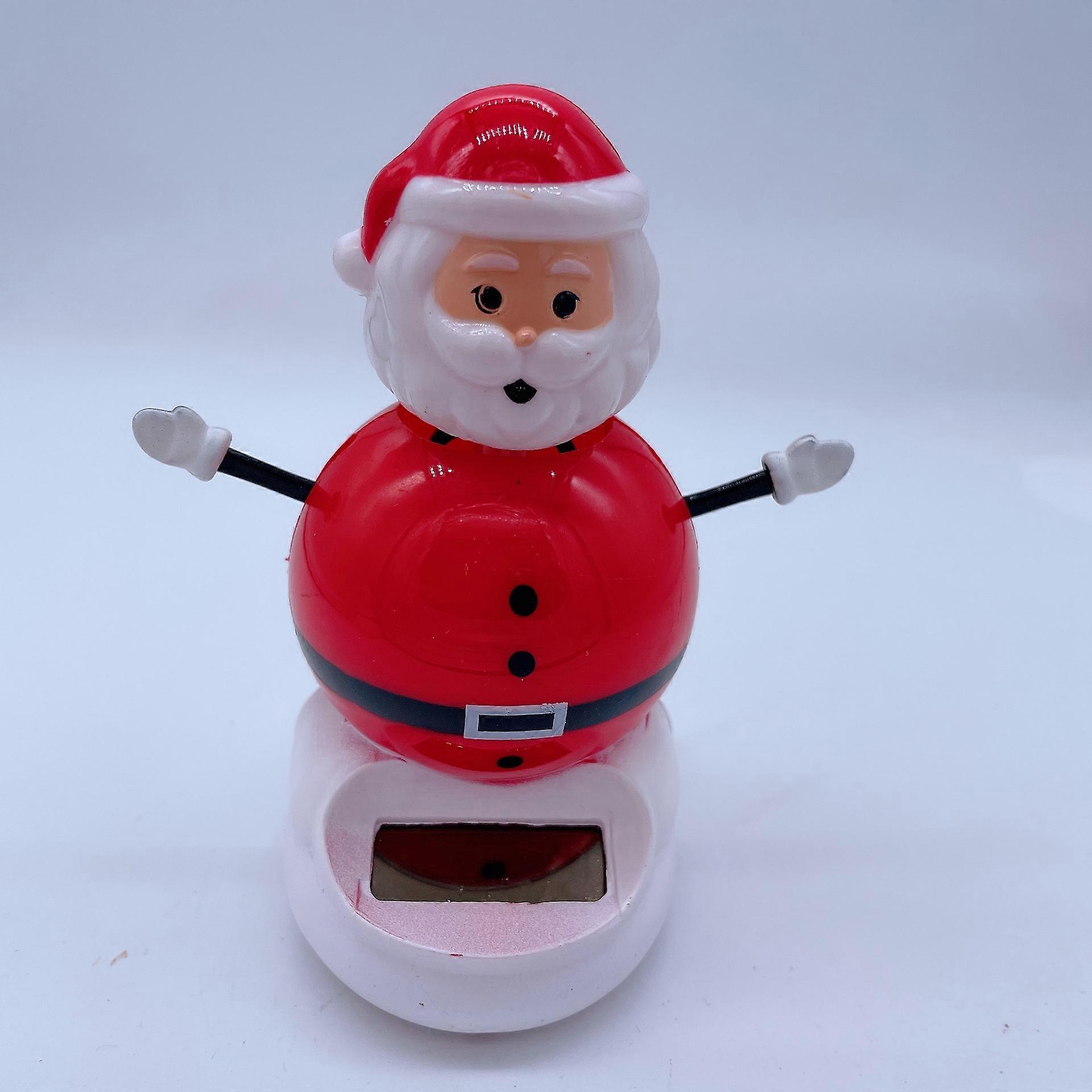 Rocking Solar Christmas Ornament – Automatic Dance Car Dashboard Decor, Charming Holiday Gift-Santa Claus with Twig Details
