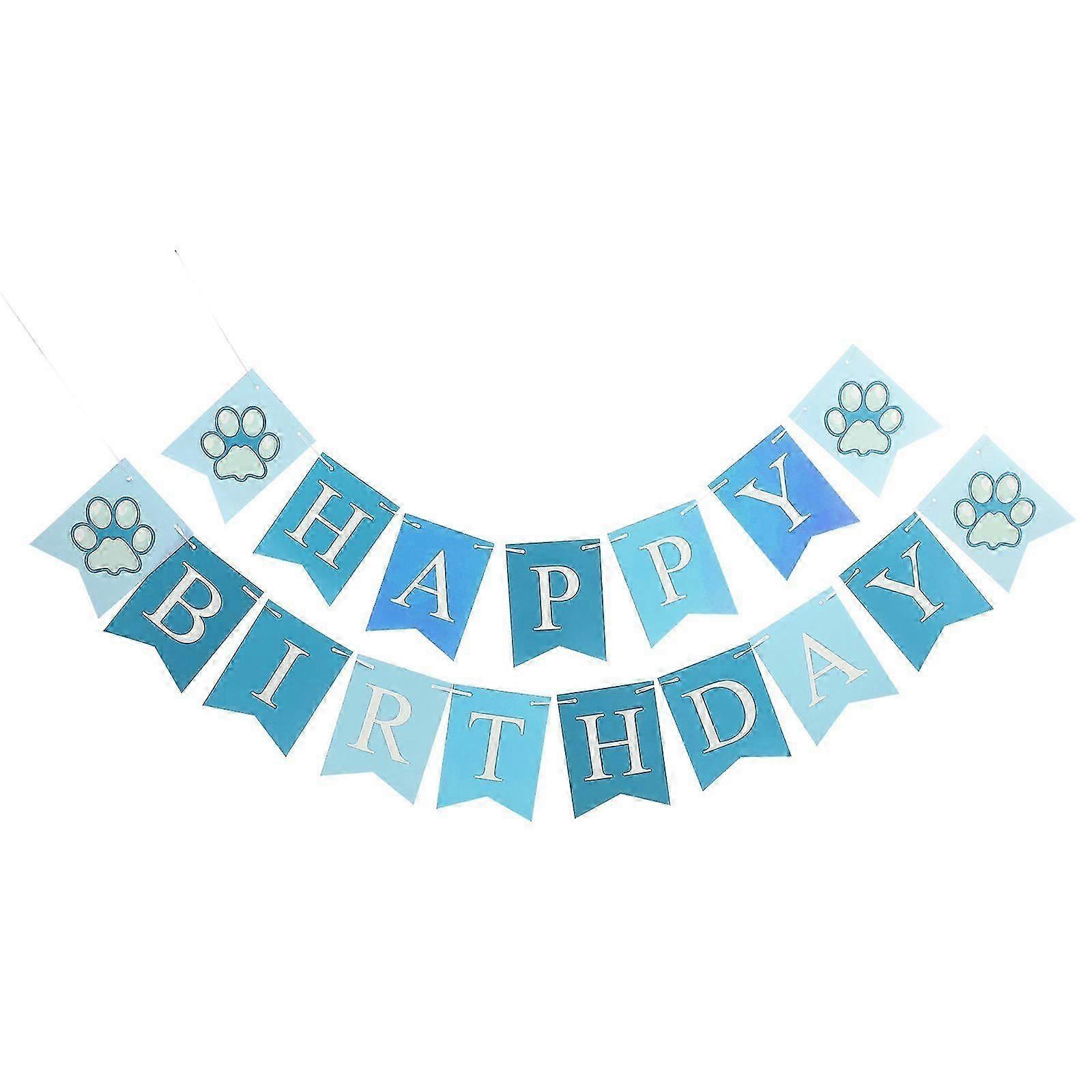 Pet Dog Birthday Banner Set with Pull Flags and Background Decorations