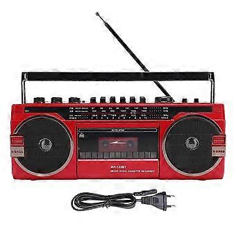 Retro Cassette Player Recorder with Bluetooth, AM/FM/SW Radio, USB, Red, EU Plug