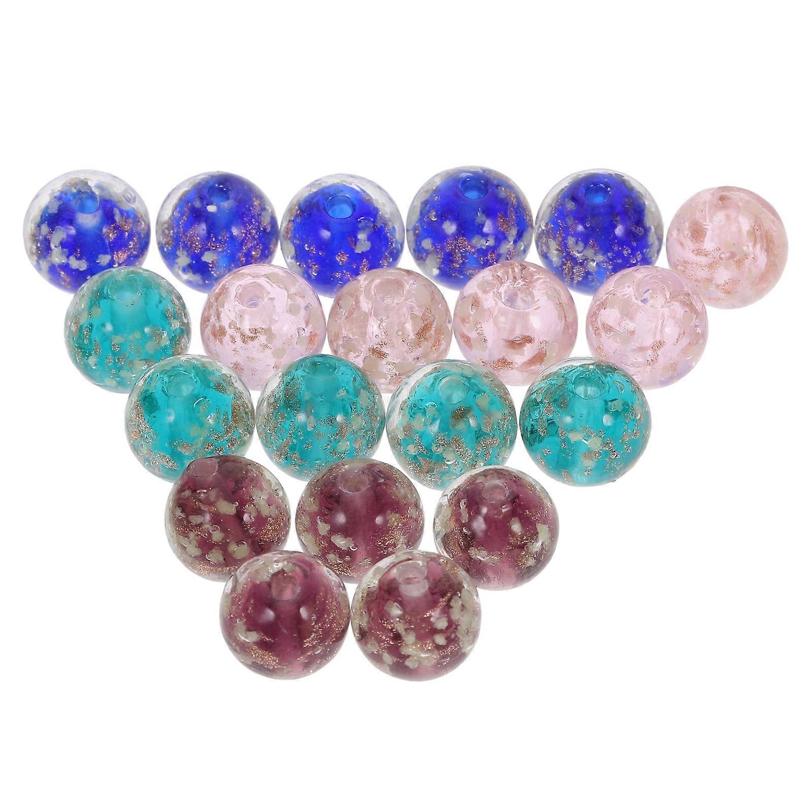 Assorted Color Luminous Glass Beads for Bracelet Making 60Pcs