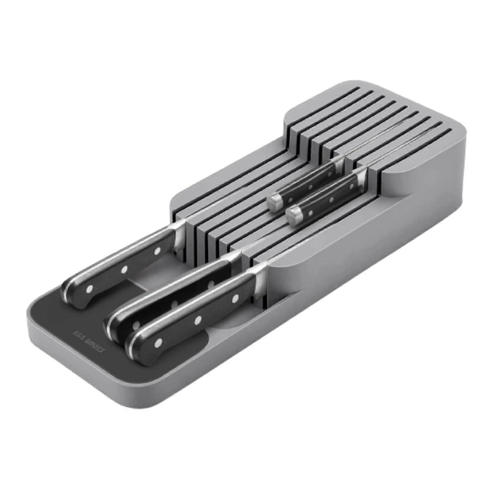 Drawer Knife Organiser, Kitchen Knife Organizer for 9 Knives, Compact Space-Saving, Knives Durable Knife Set Storage Orgainser