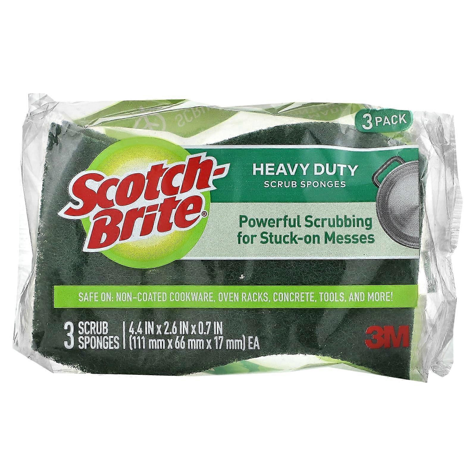 Heavy Duty Scrub Sponges, 3 Sponges