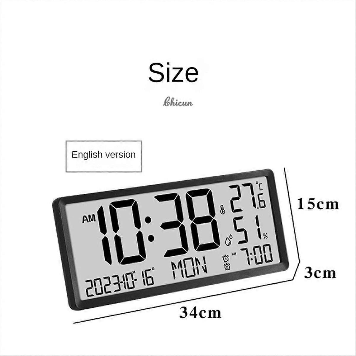 LCD Digital Alarm Clock with Sensor Desktop & Wall Mountable - B