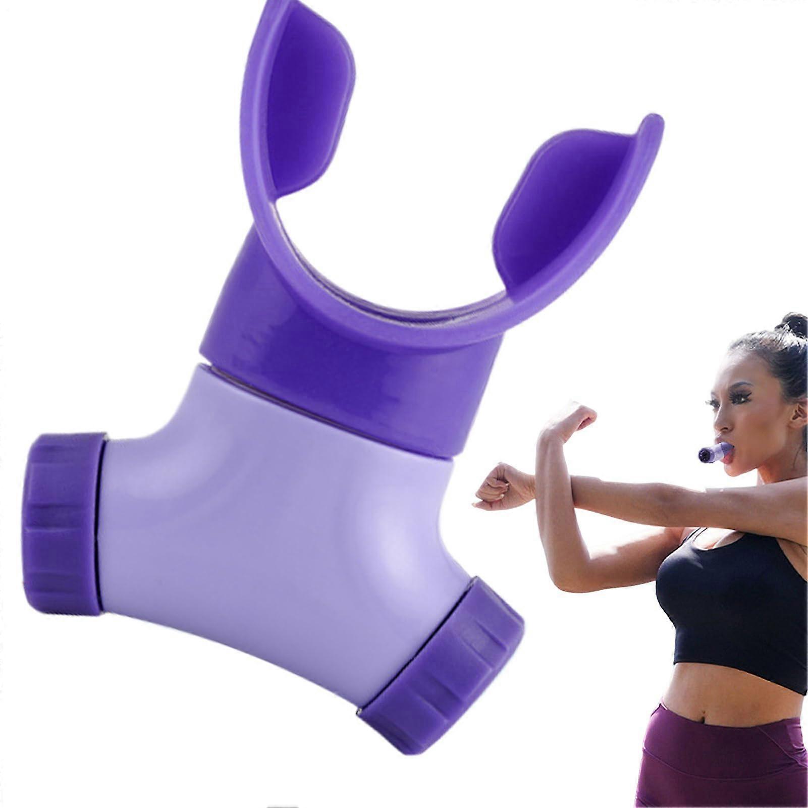 Breathing Training Device Lung Strengthening, Adjustable And Portable, Purple Color, For Singing, Swimming, Cycling
