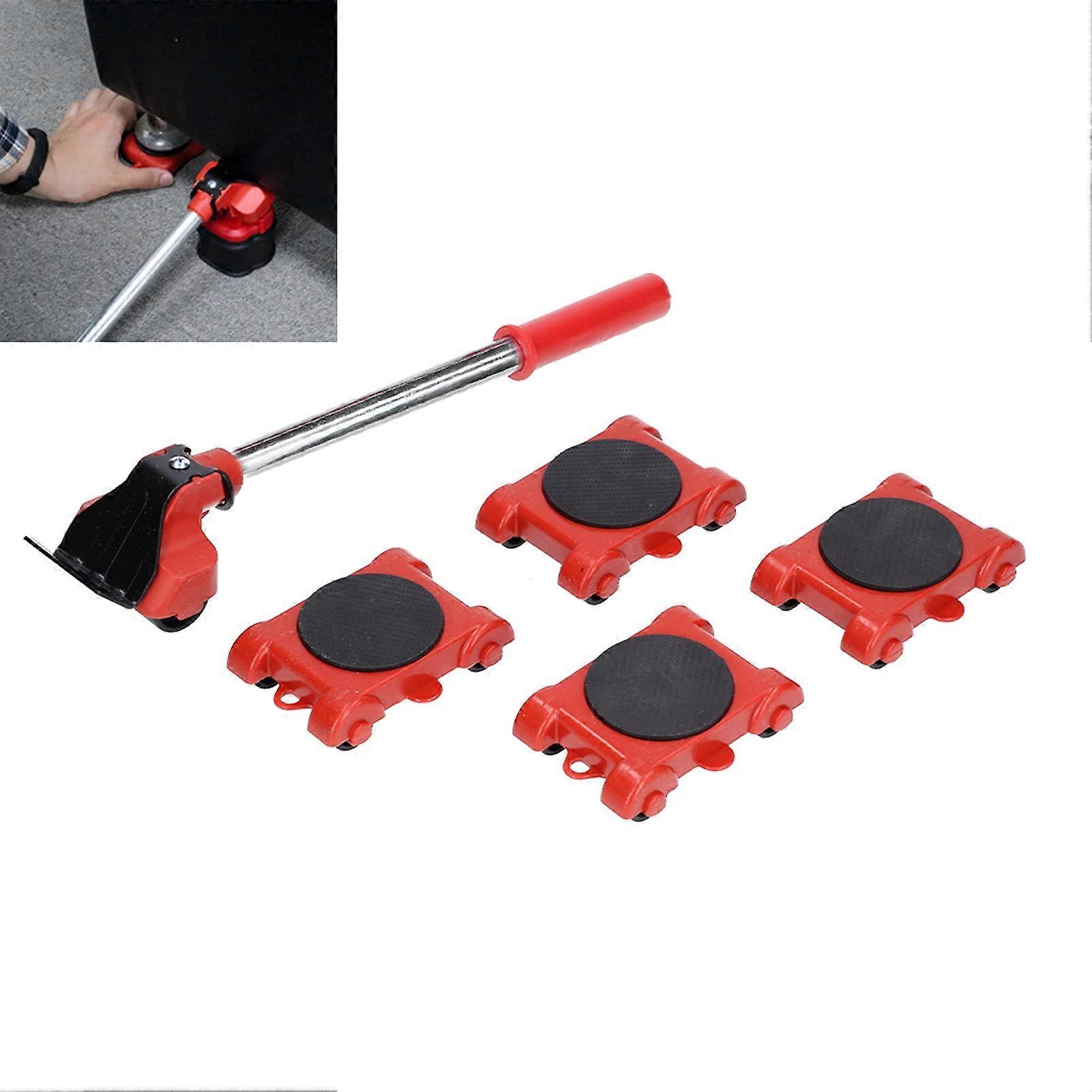 5Pcs Furniture Moving Lifter 4 Roller Sliders, Adjustable Height, Heavy Duty Handling Tool Base, For Carrying Fish Tank
