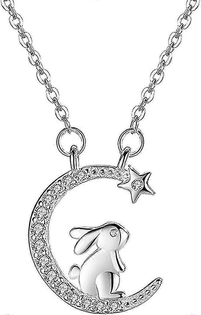 Pendentif Collier Lapin Mignon Lune Pour Femmes
