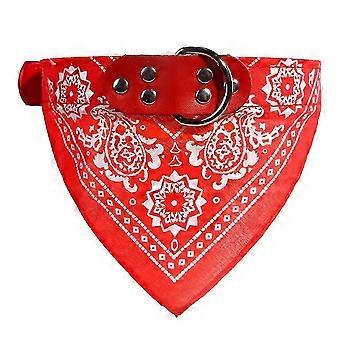 Ethnic Style Pattern Cat Small Dog Bib Saliva Towel Adjustable Pet Collar(Red S)