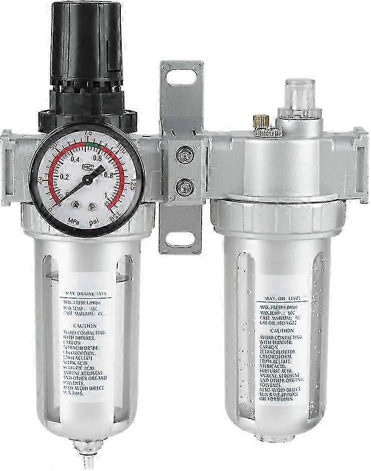 Filterregulatorsmörjare för tryckluft, SFC400 luftkompressorregulatorfilter med gaugeg1 / 2