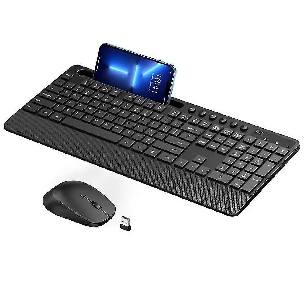 25-26 Wireless Keyboard and Mouse Combo, 2.4GHz Ergonomic Full Size Keyboard and Mouse