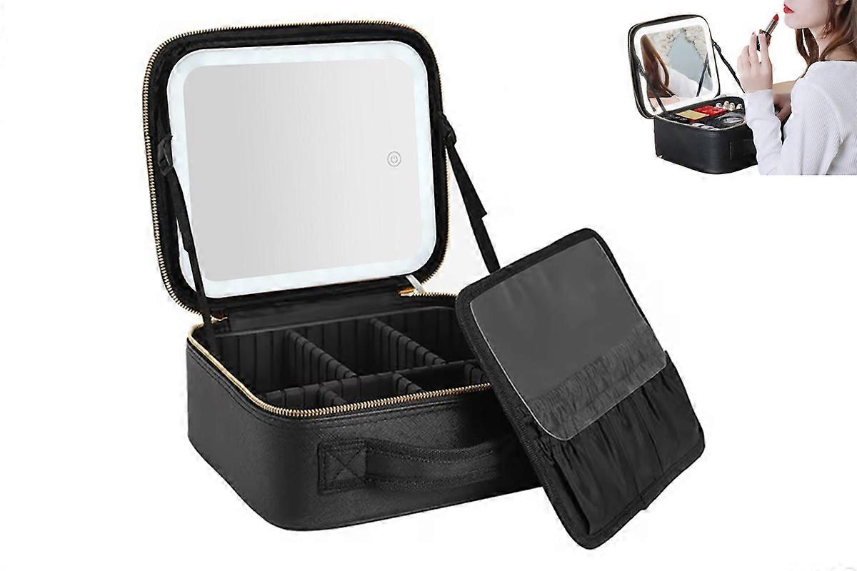 Makeup Case with LED Light and Mirror Portable Cosmetic Bag for Travel