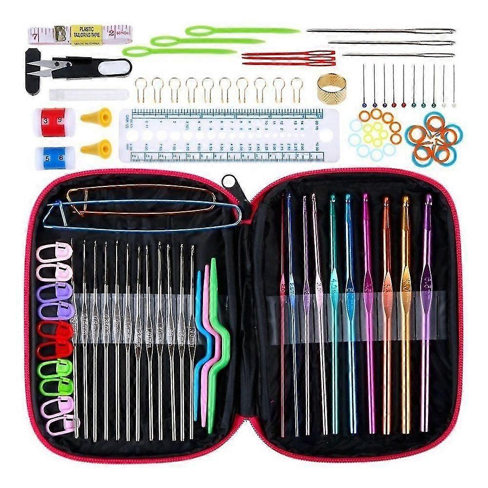 100 in 1 Crochet Knitting Tool Set Red Rose
