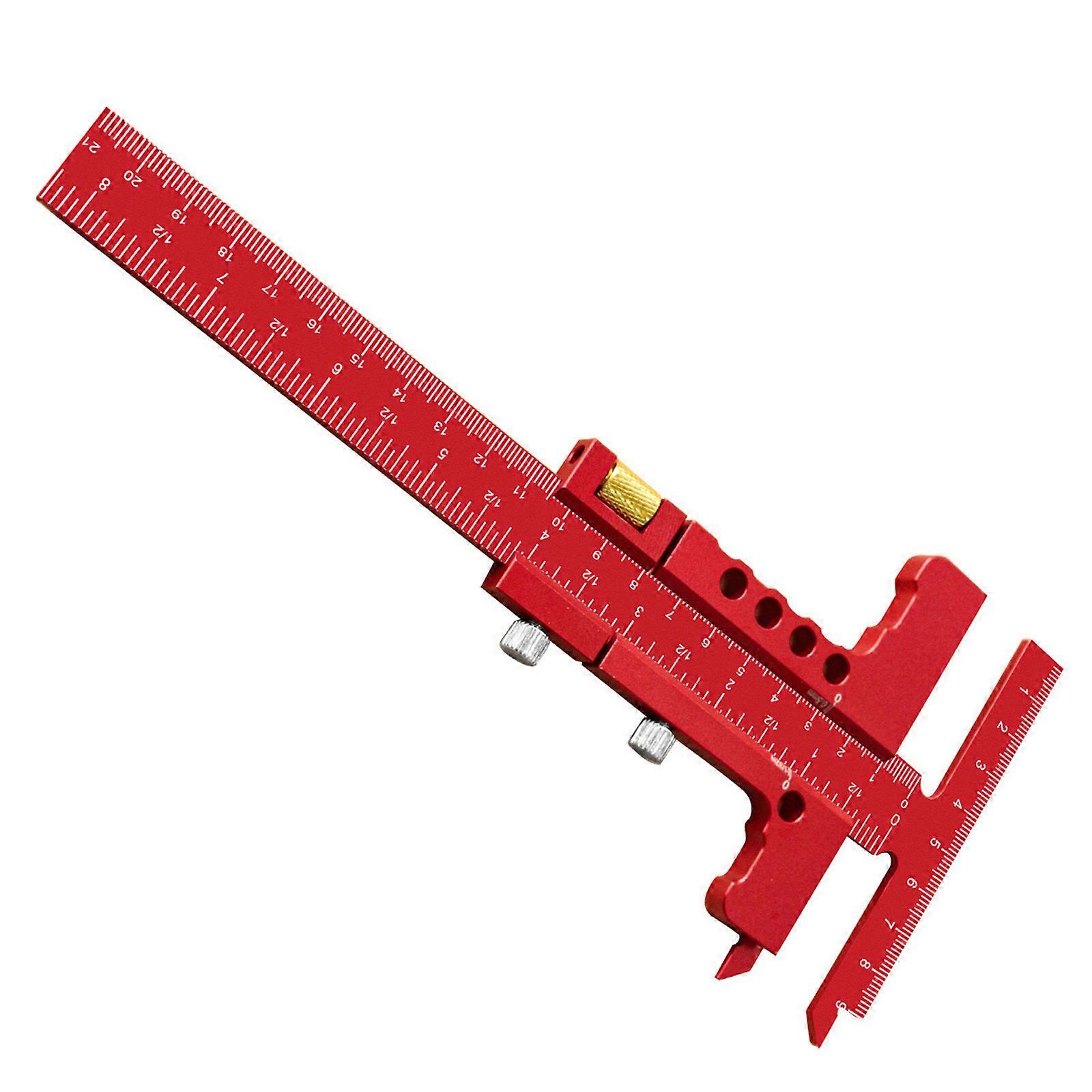 Sliding Edge Ruler Woodworking Marking Ruler Woodworking Construction Ruler Practical T-shaped Ruler for DIY Project  Red