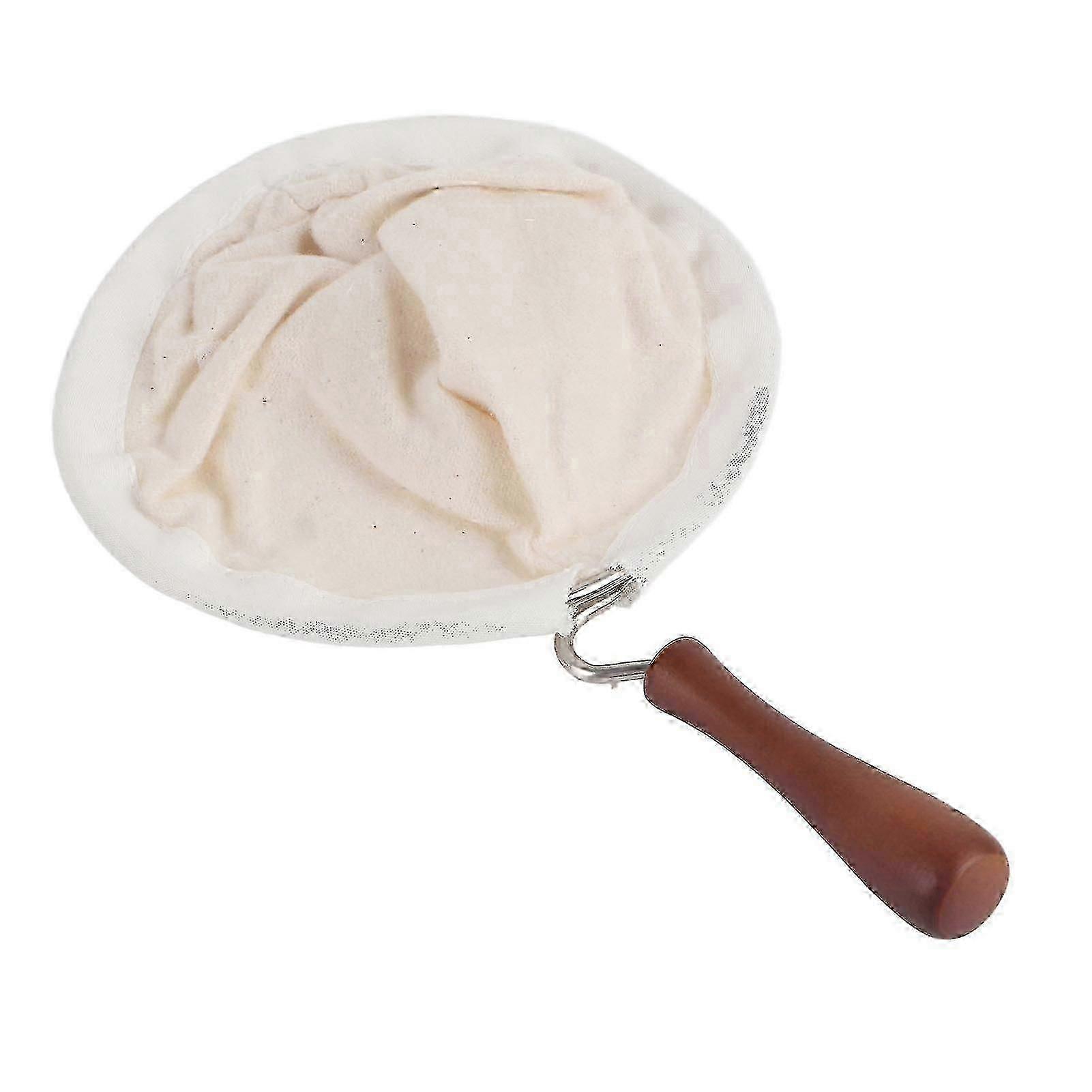 Large Reusable Flannel Cloth Coffee Filter Strainer with Wood Handle