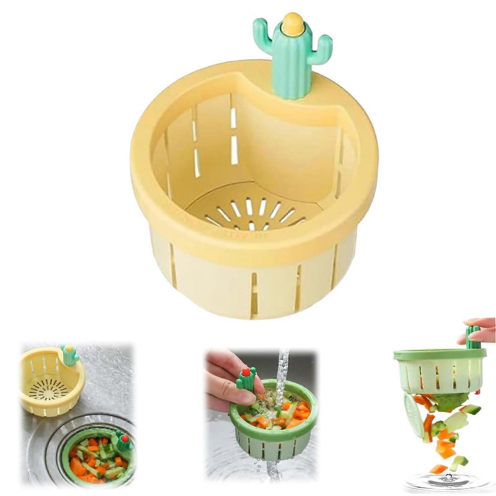 Cactus Kitchen Sink Drain Strainer, Self-Cleaning, Automatic Dumping Basket, Multi-Functional Filter Net with Lifting Handle