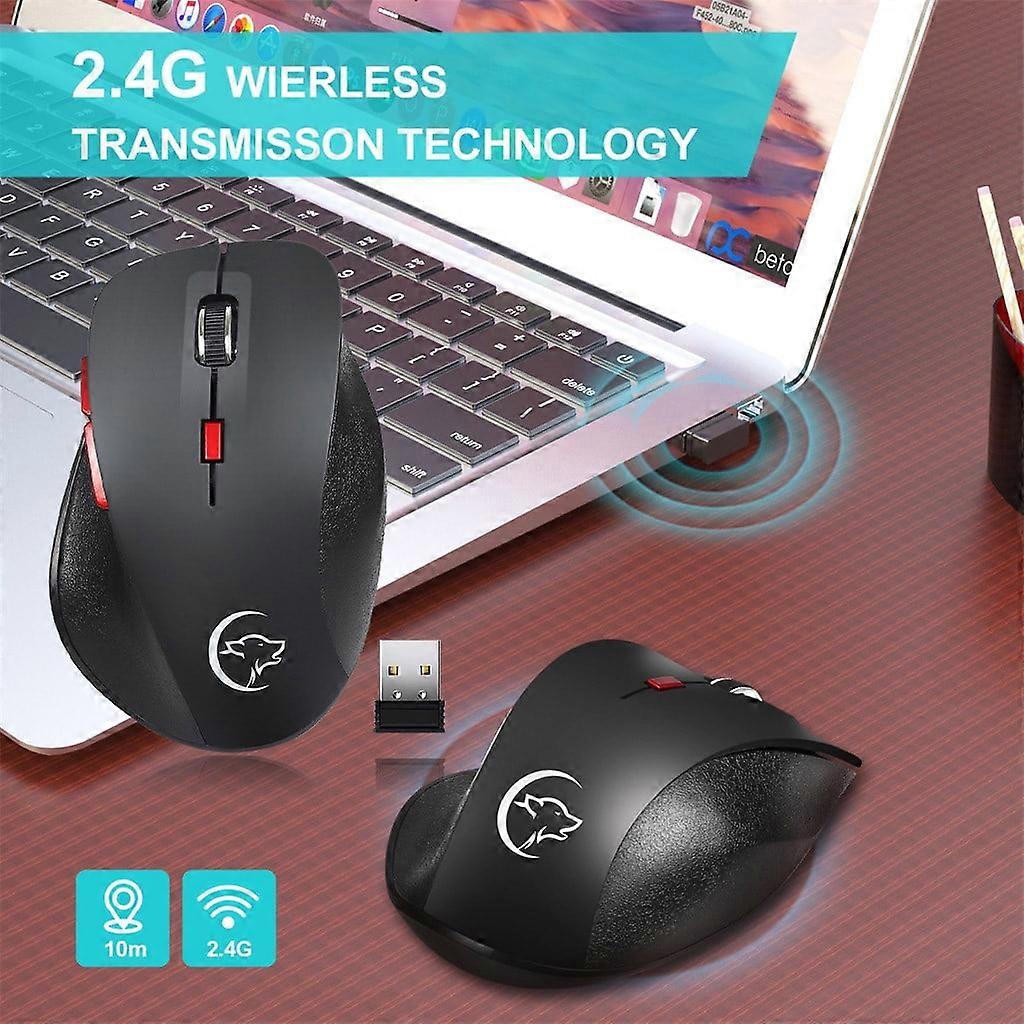 Oggfader Wireless Mouse for Laptop YWYT G835Wireless Gaming Mouse 2.4G Ergonomic Charge 6 Key High Performance Mice Black
