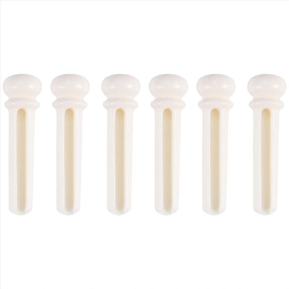 6 st stallstift för akustisk gitarr i äkta benmaterial med pärlskalsprickor