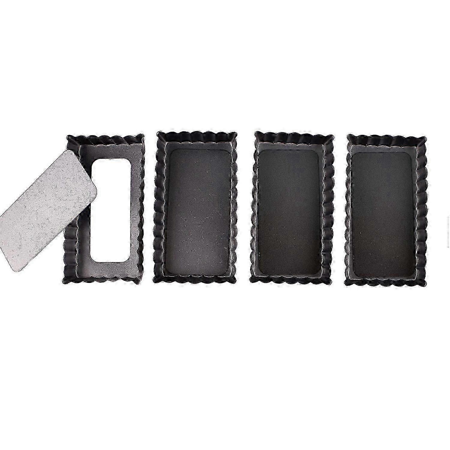 Pacote com 4 formas de torta de 4,5 polegadas de profundidade com fundo removível para assar quiches e pedaços de ovo