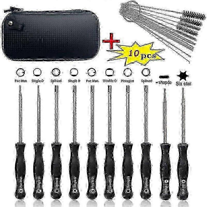 10 screwdrivers for adjusting carburetors of small 2-stroke engines of chainsaws/rotary saws/etc.with bag, brush and cleaning tool kit