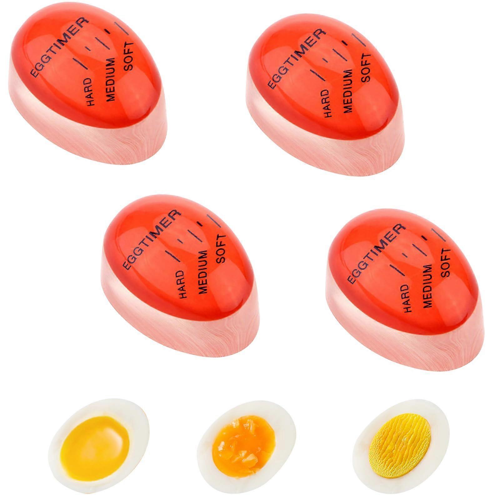 4 Pack Egg Timer with Color Changing for Soft Medium Hard Boiled Eggs, Reusable Resin Kitchen Cooking Tool