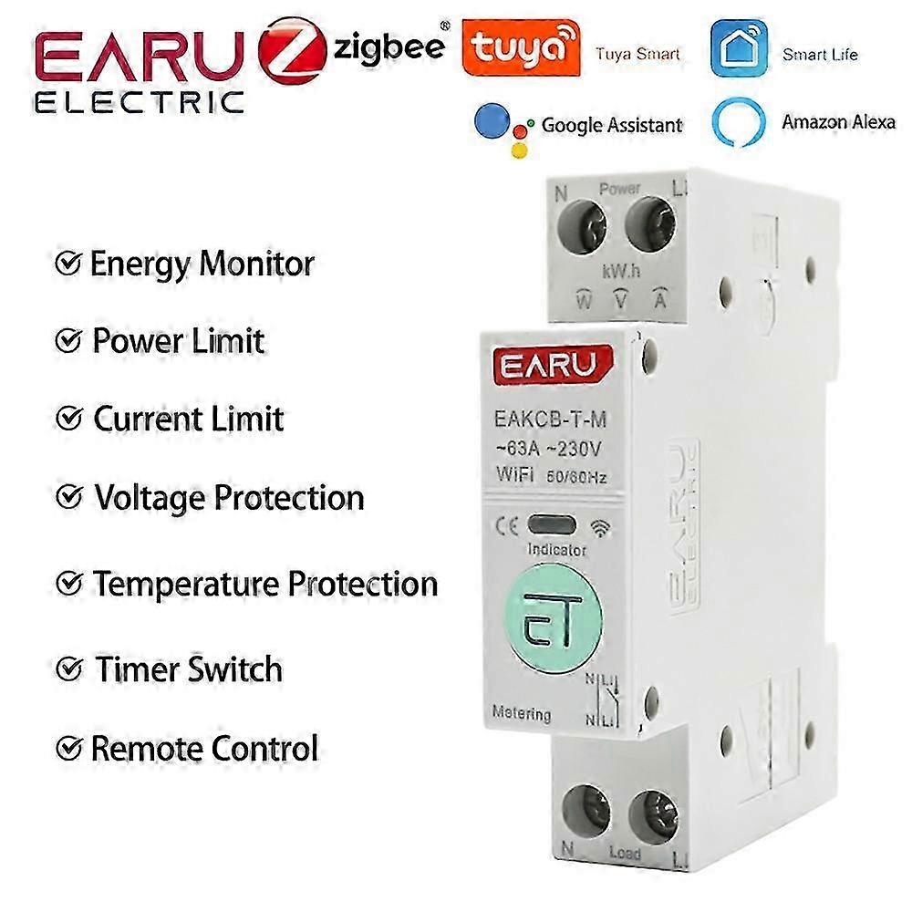 Tuya Wifi Zigbee Smart Circuit Breaker Over Current Under Voltage Protection Power Metering 1-63a Wireless Remote Control Switch