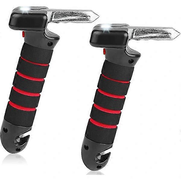 Car Door Assist Handle Set of 2, Portable Vehicle Support Handle, 4 in 1 Door Handle for Elderly, Assist Window Breaker Seat Belt Cutter with LED Fla