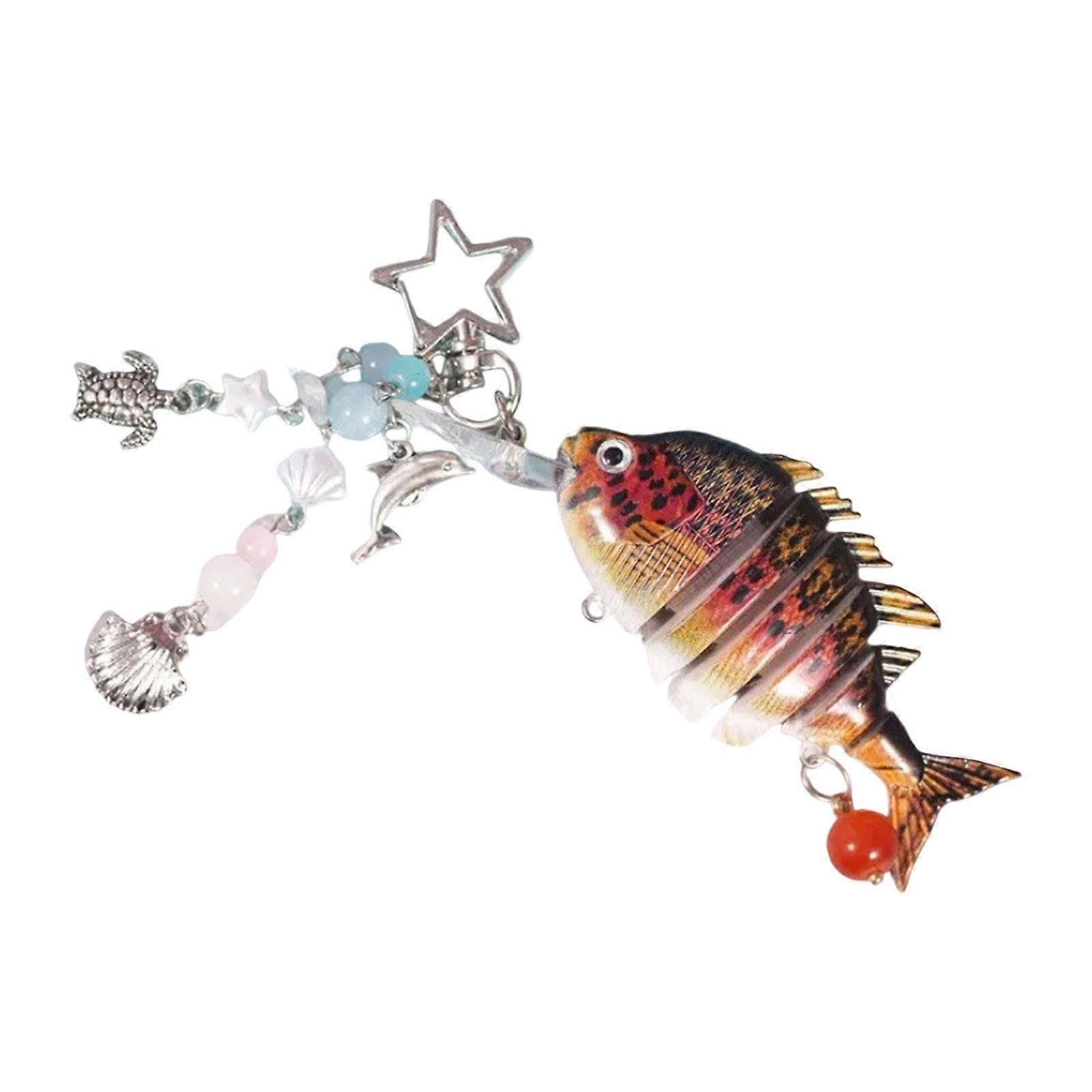 Unique Fish Keychain Statement Keyrings Bag Pendant Key Ornament Resin Alloy Texture Great for Dating and Social Event  Watermelon Red