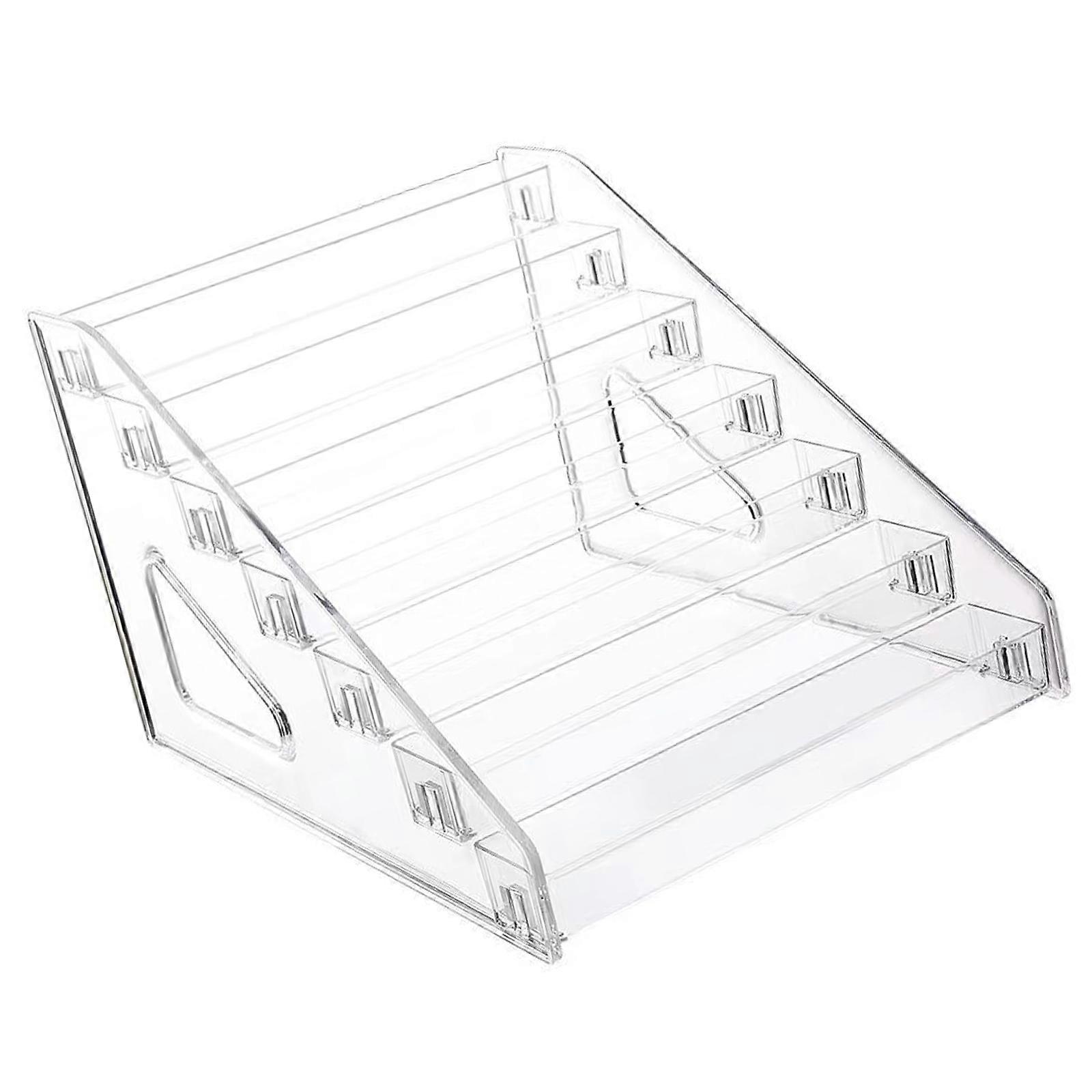 Modern Acrylic Display Shelf 7 Layer Organizer For Anime Collectibles Figurines Pins Compact Design Transparent Sturdy Desktop Storage Unit Multicolor