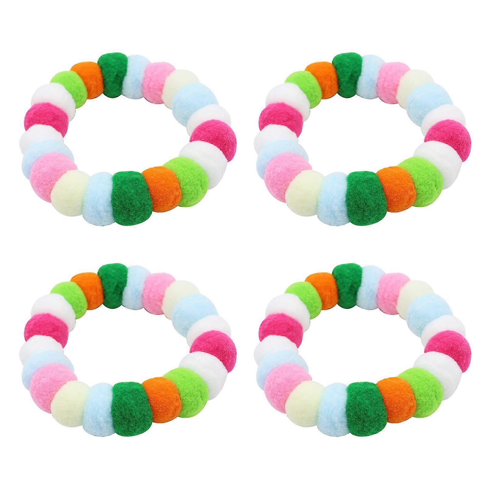 4pack Colorful Stretchy Pet Collar Styles Plush Collar Soft Polyester Collar for Daily Walks or Pet Parties Multicolor